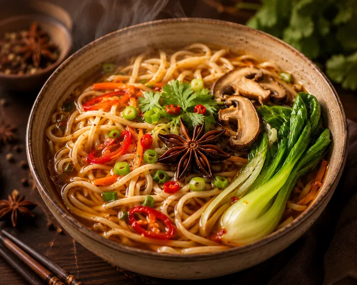 Asian noodle soup with Star Anise